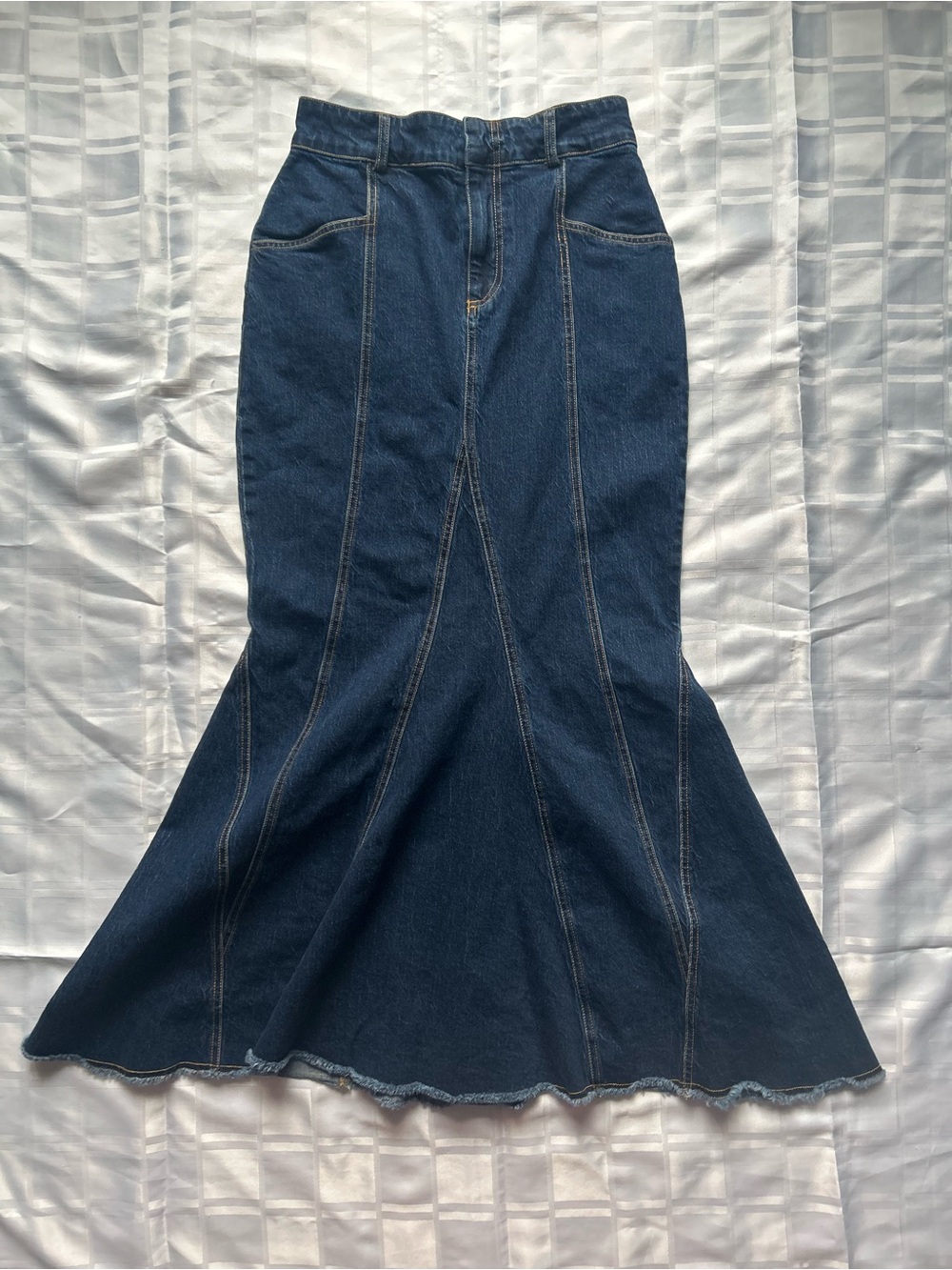 Pilcro (Anthropologie) Dark Wash Denim Mermaid Fit Full Length Skirt